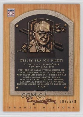 2012 Panini Cooperstown Bronze History /599 Branch Rickey #72 HOF - Image 1 of 2