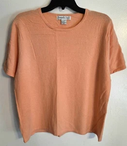 Vintage Cashmere Sweater Peach XL Samantha Taylor Soft Short Sleeve Blouse Top - Picture 1 of 6