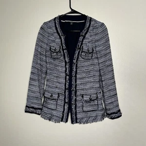Chaqueta Blazer Mujer Casa Blanca Mercado Negro Azul Blanco Tweed Talla 00 - Imagen 1 de 7
