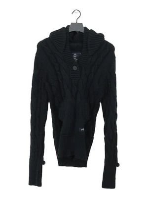 Superdry Women's Jumper L Black 100% Acrylic V-Neck Pullover - Image 1 of 4