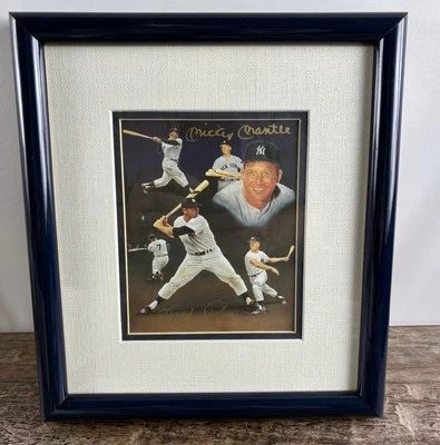 Mickey Mantle Signed Framed Lithograph 5" x 6" Paluso Yankees Autograph Auto PSA - Image 1 of 4