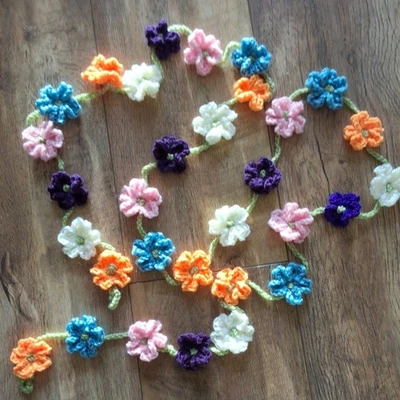 Hand Crochet Flower Garland/bunting approx 9ft Long, Freepost  (18) - Image 1 of 2