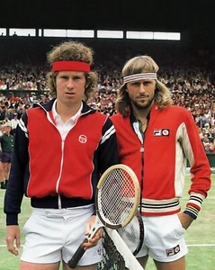 1980 Tennis Legends JOHN MCENROE and BJORN BORG Glossy 8x10 Photo Print - Picture 1 of 1