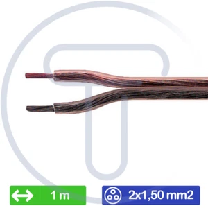 Flachkabel 2x1,50mm², 1 Meter, Kupfer, PVC-Mantel, Durchmesser 6mm polarisiert - Bild 1 von 2