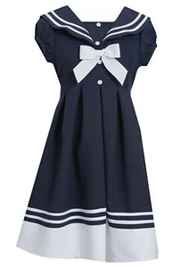 Bonnie Jean Little Girl's Festive Nautical Short Sleeve Sailor Dress-Size-4 - Picture 1 of 3