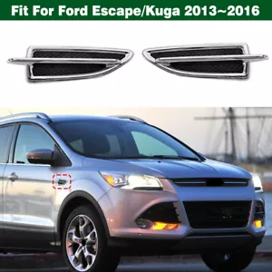 Pair ABS Body Side Vent Fender Trim Black Chrome For Ford Escape Kuga 2013-2016 - Bild 1 von 9