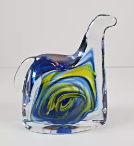 Kosta Boda schwedische Kunst Glas Pferd Briefbeschwerer blau/grün Wirbel 5" Höhe x 3,5" Breite - Bild 1 von 9