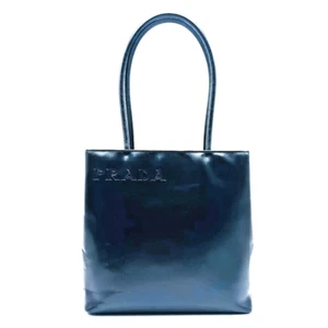 Vintage PRADA Leather Tote Bag Shoulder Bag Black Made in Italy B9031 2503 - Picture 1 of 10
