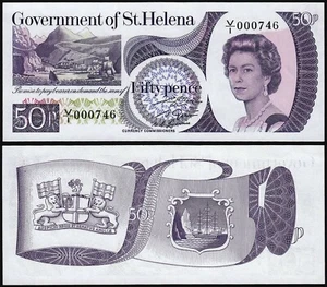 SAINT HELENA 50 PENCE (P5a) 1979 PRÄFIX V/1 000740 NIEDRIGE NUMMER UNC - Bild 1 von 1