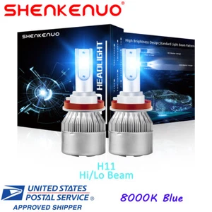 H11 H9 LED Headlight Super Bright Bulbs Kit Ice Blue 8000K 33000LM High/Low Beam - Picture 1 of 8