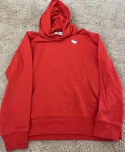 Abercrombie & Fitch Girls Cotton Pullover Hoodie Size 13/14 Red EUC Free Ship! - Picture 1 of 7