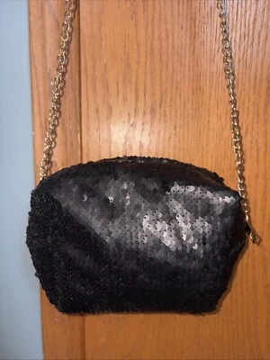 Bolso Bandolera Todomoda Vintage Negro Mate Lentejuelas Metal Noche Cartera Eslabón de Cadena Foto 1 de 4