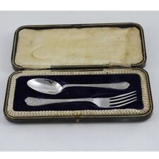 Antique Child’s Sterling Silver Christening Spoon & Fork Made in Sheffield 1910