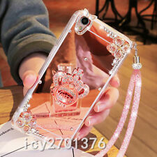 Luxury Bling Diamond Crystal Ring Holder stand Mirror Phone Case Cover & strap 1