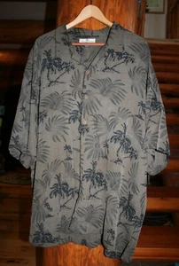 Tommy Bahama Button Down 100% Seide Herren Hemd Braun Palmen Tropical 2XL - Bild 1 von 4
