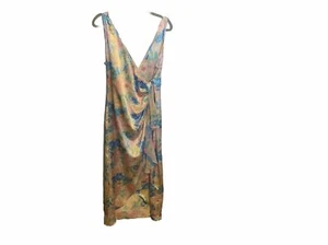 Vtg Victoria Secret Slip Dress Nightgown Wrap Sleveless Gold Tag M Pink Floral - Picture 1 of 5