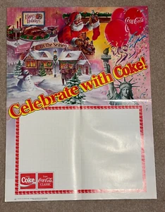 1985 COCA COLA Celebrate with COKE! Christmas Santa Poster Large 18" x 24" - Picture 1 of 8