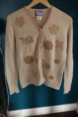 De colección April Cornell Mujer M Crema Cottagecore Botón Bordado Encaje Foto 1 de 4