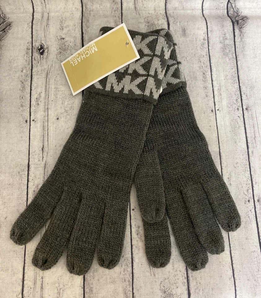 Michael Kors Signature Knit Gloves Derby Grey One Size 537413C