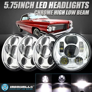 4Pcs 5.75" 5-3/4" Chrome LED Headlights Hi/Lo Lamp for 1958-76 Pontiac Catalina - Bild 1 von 12