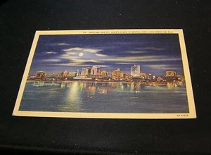 Jacksonville, Fl - Skyline and St. John's River by Moonlight-not posted - Picture 1 of 2