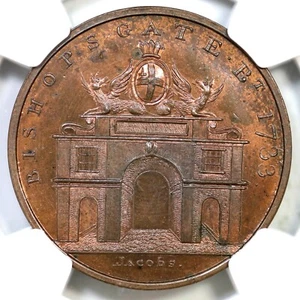 (1790s) D&H-650 NGC MS 64 RB Pl Edge MIDDLESEX - SKIDMORE'S Conder Token 1/2p - Picture 1 of 3