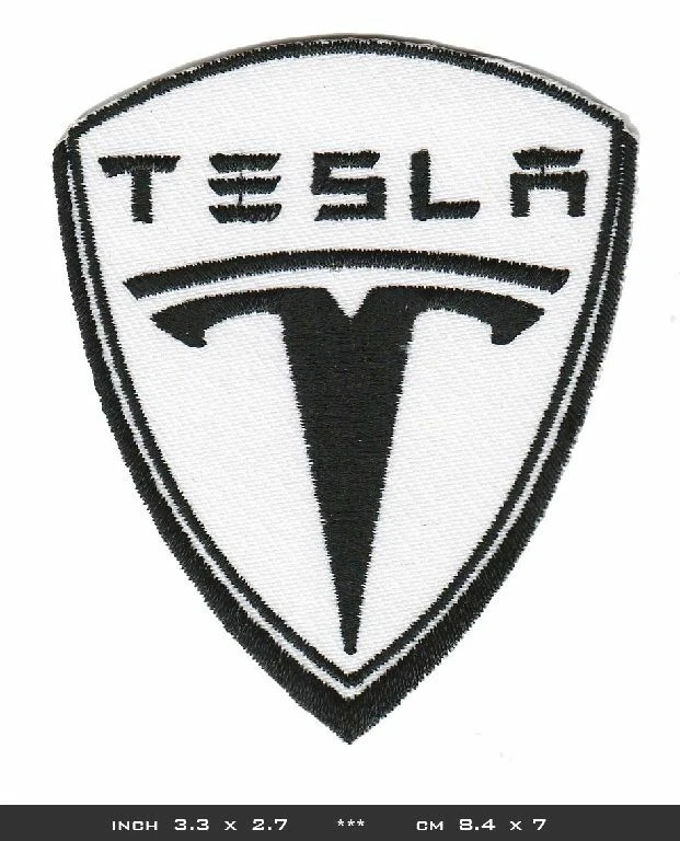 ROYAL GARMENT TESLA Aufnäher Aufbügler Patches Auto Elektromobil Roadster Model S USA black