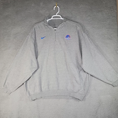 Boise State Sweatshirt Men's 2Xl Gray Nike Long Sleeve 1/4 Zip NCAA sports Sweat Cover