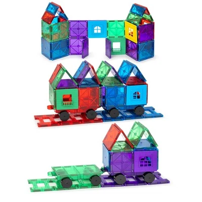 Magnetic Tiles Train Car Set for Kids - 55pcs Magnet Building Blocks Accessor... - Image 1 of 4