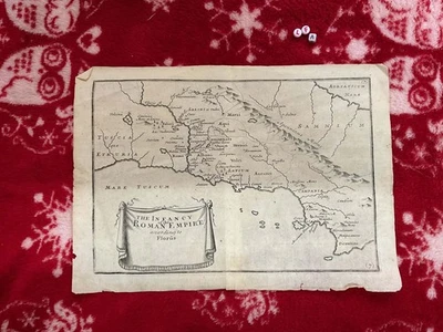 Very Rare HERMAN MOLL GENUINE 1728 Cartography THE INFANCY OF THE ROMAN EMPIRE  - Image 1 of 3