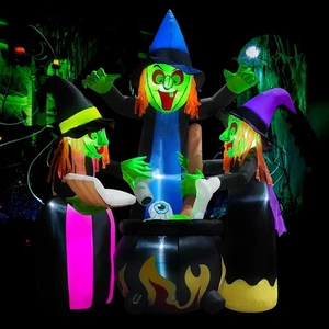 Halloween 6FT Inflatable Witches Blow up 3 Witches W/LED Lights Home Decoration - Picture 1 of 6