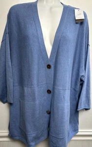 J Jill Pure Jill Boxy Oversized Cotton Cashmere Button Cardigan Sweater Small - Picture 1 of 9