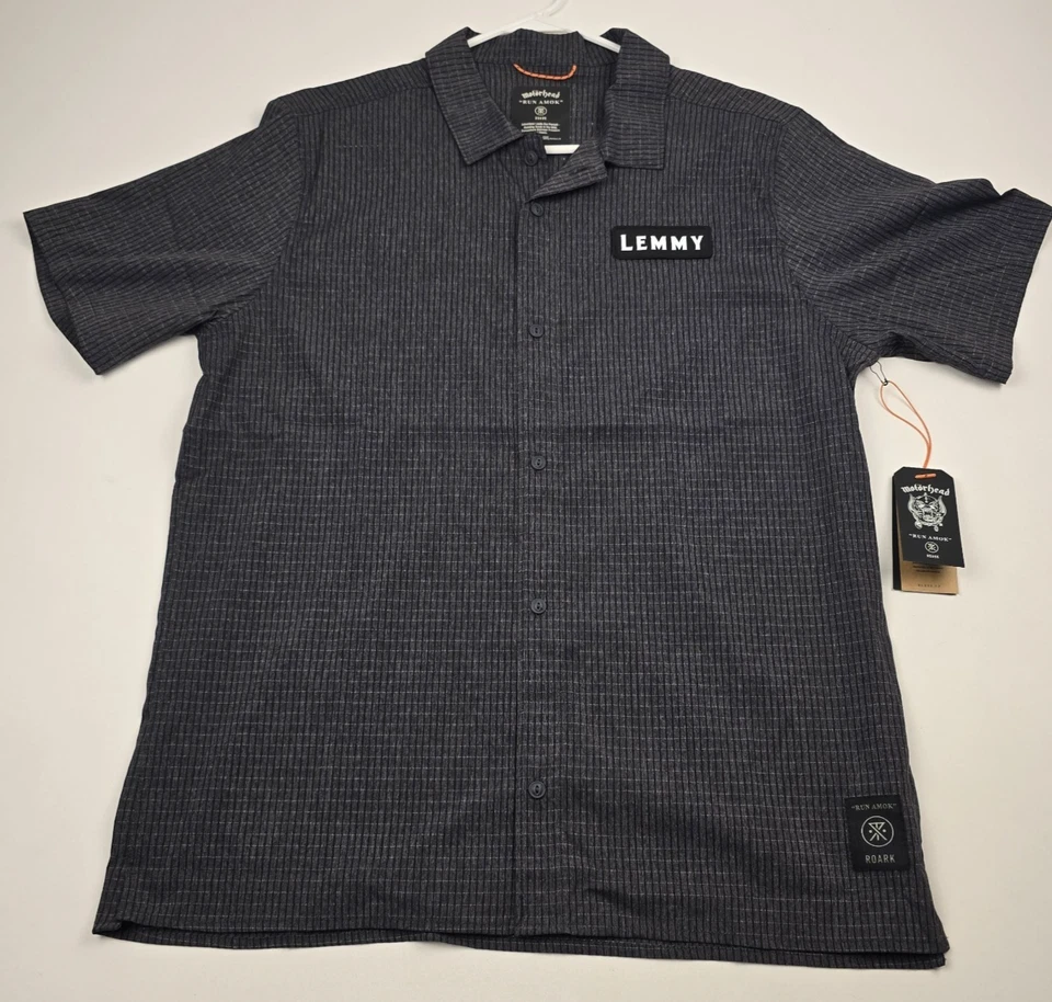 Roark Shirt Men’s Medium Black Run Amok Motorhead Lemmy Bless Up Button Up Band