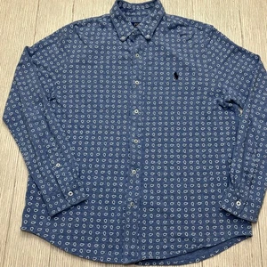 Polo Ralph Lauren Hemd Herren Large blau federleicht Mesh Paisley Button Down - Bild 1 von 6
