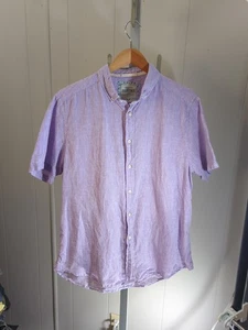 Report Collection Heritage L Casual Button Up Shirt Purple Linen Short Sleeve - Picture 1 of 4