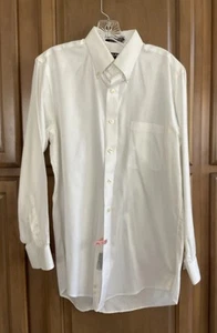 KURKLAND Mens White Cotton Button-Up Shirt ~ Size 15-32 ~Long Sleeve - Picture 1 of 10