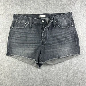 Madewell Relaxed Cutoff Denim Jean Shorts Womens 34 Black Wash Button Fly 4" - Picture 1 of 9