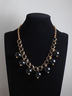 Kate Spade Gold Plated TRUE COLORS Jet Black Bauble Collar Necklace $98 - Image 1 of 2