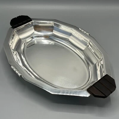 Antiguo plato para servir canasta de frutas de pan plateado Art Deco francés años 30 de colección Foto 1 de 4