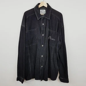 Vintage QUIKSILVER Mens Size L Black Corduroy Long Sleeve Shirt Shacket RARE - Picture 1 of 9