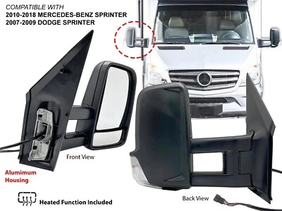 Espejo retrovisor de remolque lateral pasajero Sprinter 2007-2018 térmico con señal CH1321369 Foto 1 de 4