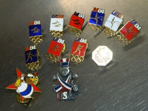 1984 L.A. Summer Olympics 12 Pin Set Swimming Riding Tennis Track Boxing +++ - Picture 1 of 7