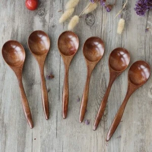 Wood Spoon for Eating, ADLORYEA 6-Piece Wooden Spoons 9.8"L x 5.6"W Handmade - Picture 1 of 5