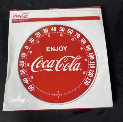 Coca-Cola Thermometer Round Red Enjoy Coca-Cola Coke 12" Retro w/ Box -New - Image 1 of 4