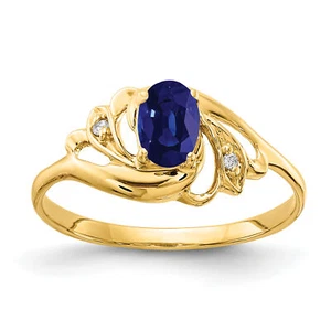 Avariah 14k Yellow Gold 6x4mm Oval Sapphire AA Diamond ring - Ring Size 6.0 - Picture 1 of 4