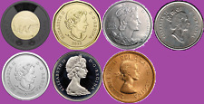 Set of Canada 7 Coins 1953-2023 Queen Elizabeth Black Ring i/c All Effigies UNC