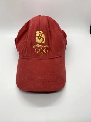2008 Beijing Olympic Baseball Cap Hat Red Gold One Size Fits All - Image 1 of 4