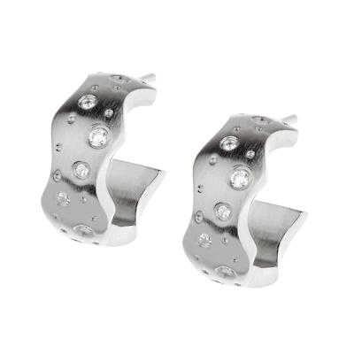 Ernstes Design Evia Ohrringe Creolen E586 Edelstahl Zirkonia Halbcreolen - Bild 1 von 3