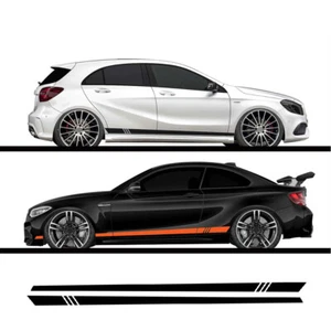 2Pcs Car Sticker Body Side Stripes Auto Decals Glossy Wrap Vinyl Stickers Decor - Picture 1 of 20