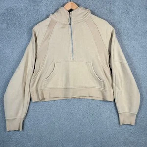 Lululemon Hoodie Damen Medium/Large hellbraun Scuba Cropped Oversized 1/4-Reißverschluss Training - Bild 1 von 21
